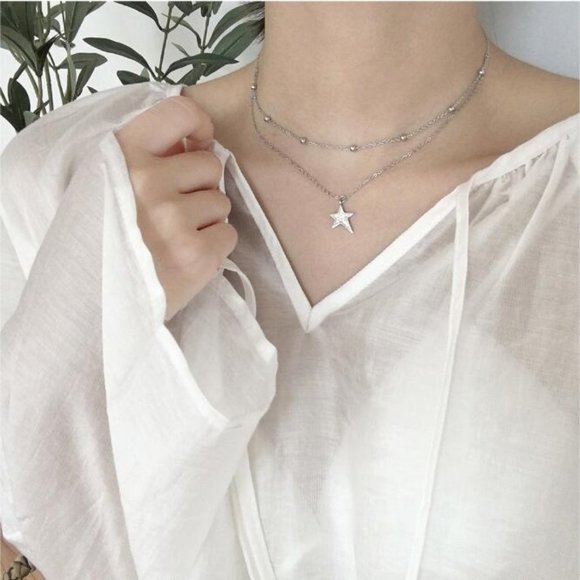 NEW 925 Sterling Silver Diamond Star Necklace G - Picture 2 of 13